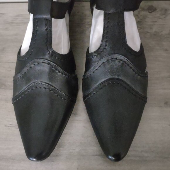 Fidji black leather low heel mary jane pumps size 38.5 - size 8.5 - NEW - Picture 3 of 10